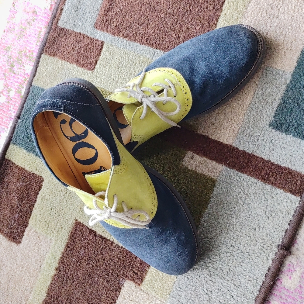 Men's 1901 Suede Leather Shoes size 10.5M color light green &navy blue